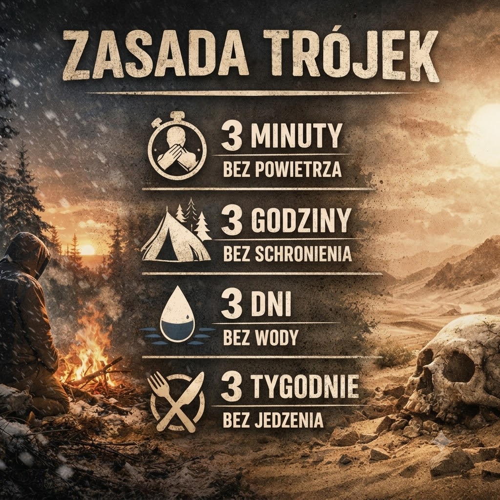Zasada trójek, czyli ile człowiek wytrzyma bez wody, jedzenia i schronienia - warto wiedzieć - zdjęcie do wpisu