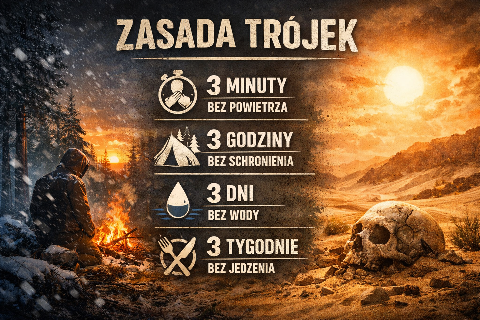 Zasada trójek, czyli ile człowiek wytrzyma bez wody, jedzenia i schronienia - warto wiedzieć - zdjęcie do wpisu