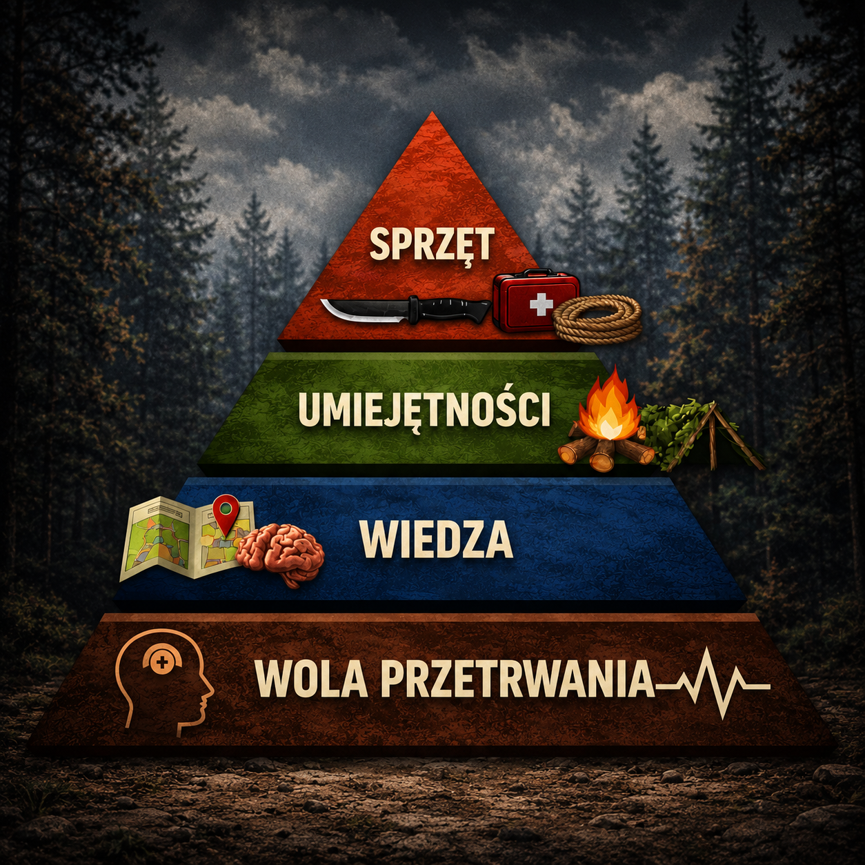 Piramida priorytetów przetrwania  i co jest naprawdę ważne w przetrwaniu - zdjęcie do wpisu